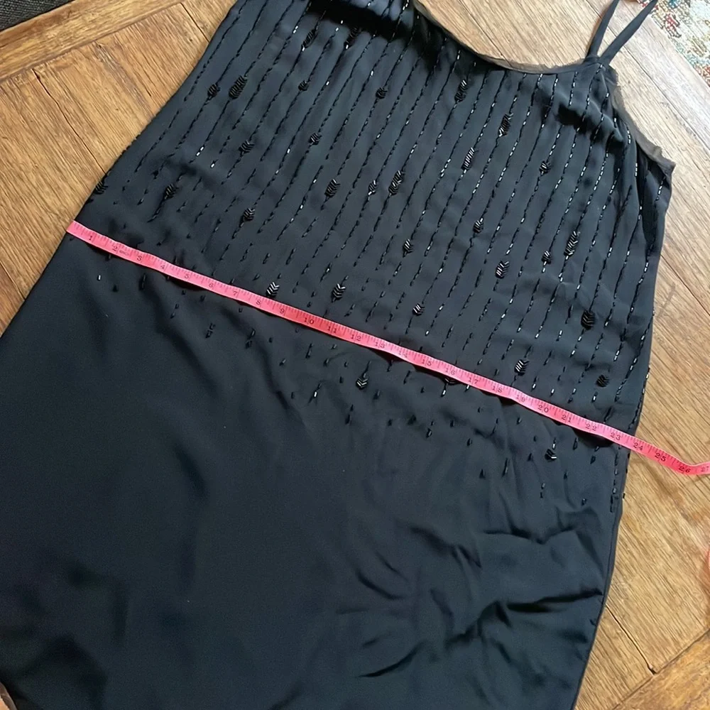 Eileen Fisher 100% Silk Dress Black with sequins spaghetti straps. Size 16 - Picture 9 of 14
